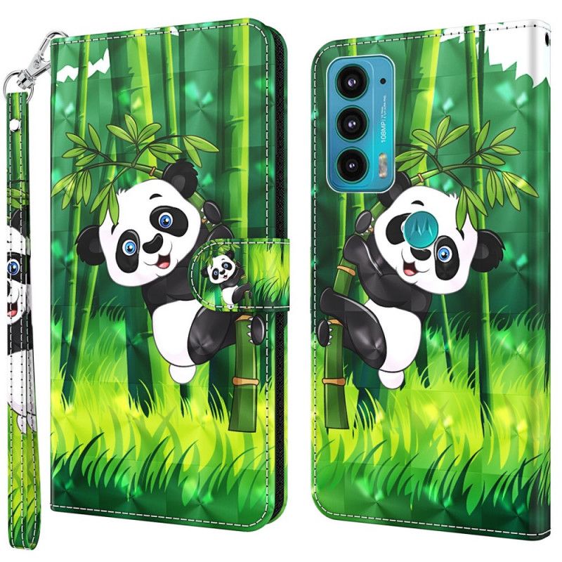 Fodral Moto E20 / E30 / E40 Panda Och Bambu