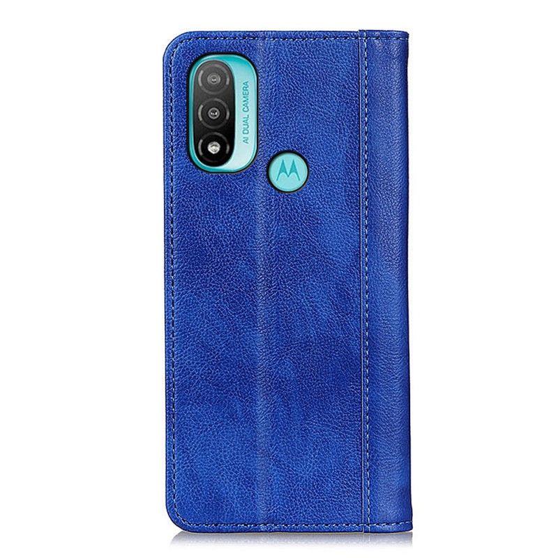 Folio-fodral Moto E20 / E30 / E40 Elegance Split Litchi Läder