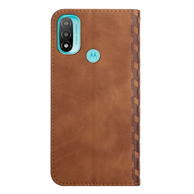 Folio-fodral Moto E20 / E30 / E40 Geo Lädereffekt