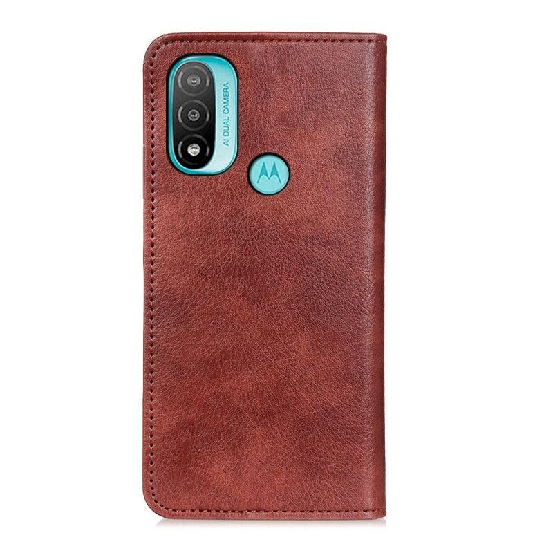 Folio-fodral Moto E20 / E30 / E40 Texturerat Delat Läder