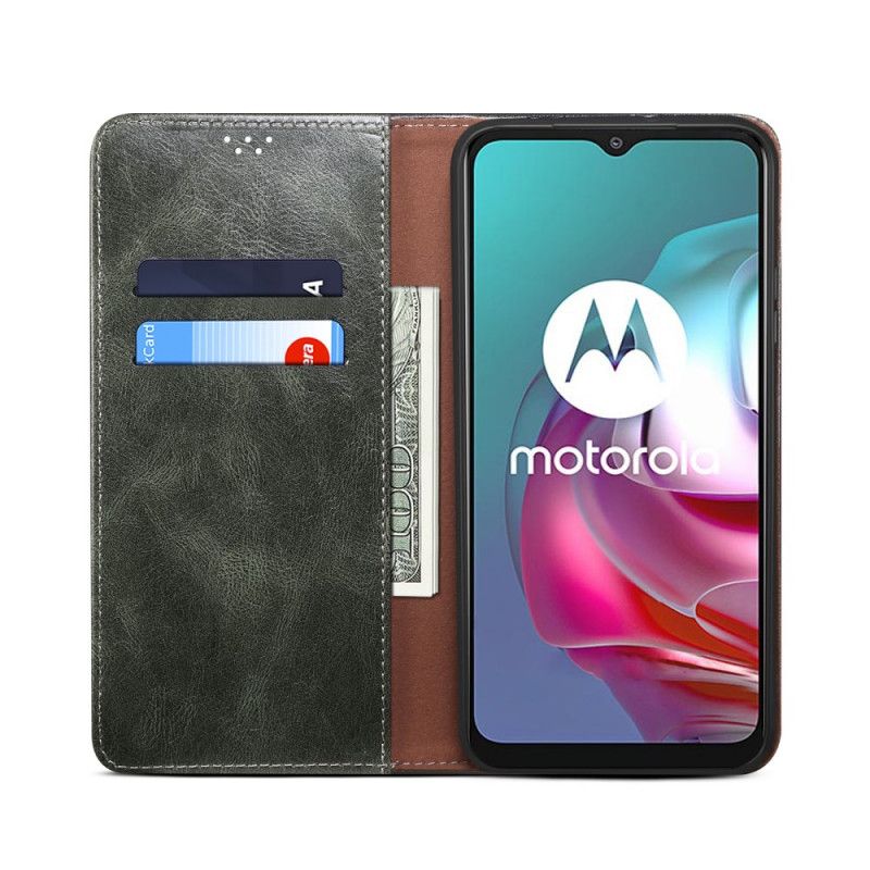 Folio-fodral Moto E20 / E30 / E40 Vaxat Konstläder