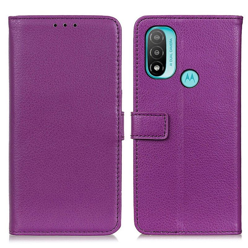 Läderfodral Moto E20 / E30 / E40 Telefonfodral Lychee Texture