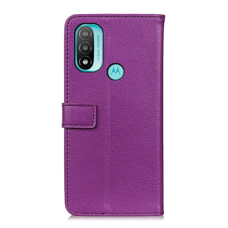 Läderfodral Moto E20 / E30 / E40 Telefonfodral Lychee Texture