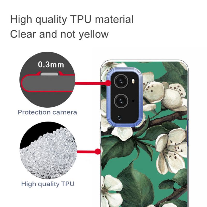 Skal för OnePlus 9 Pro Målade Vita Blommor