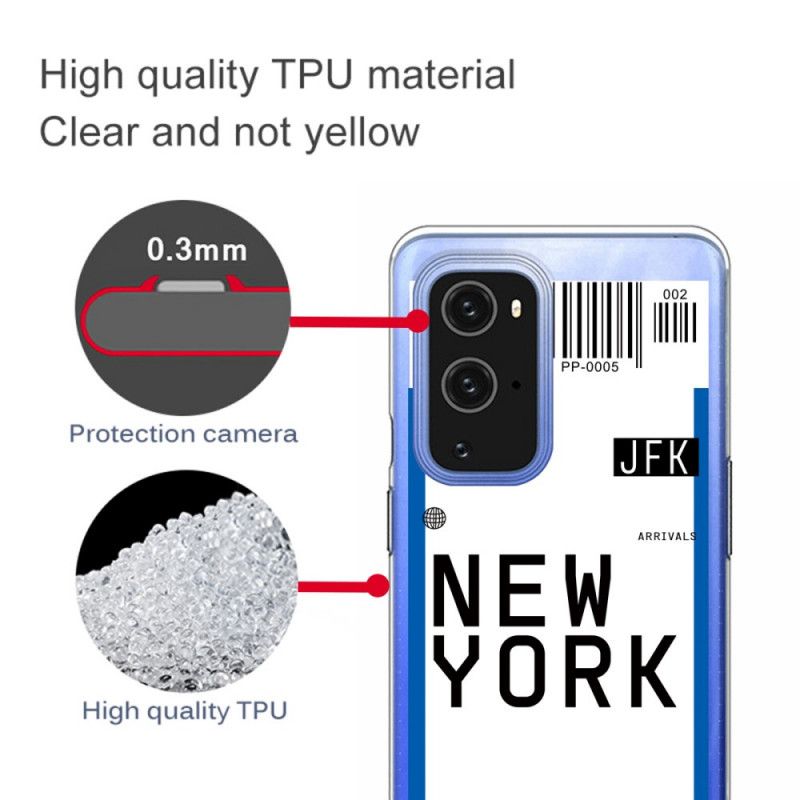 Skal för OnePlus 9 Pro Svart Ombordstigningskort Till New York