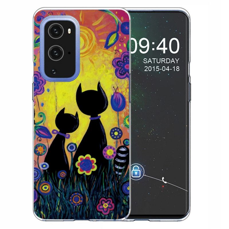 Skal för OnePlus 9 Pro Svart Tecknad Katt