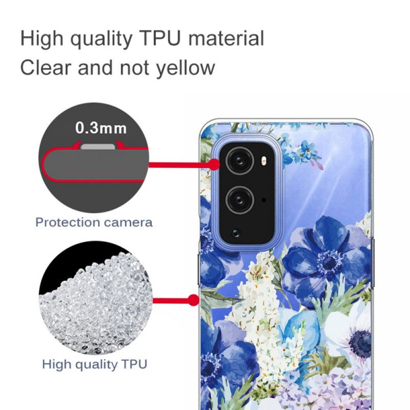 Skal OnePlus 9 Pro Akvarellblå Blommor