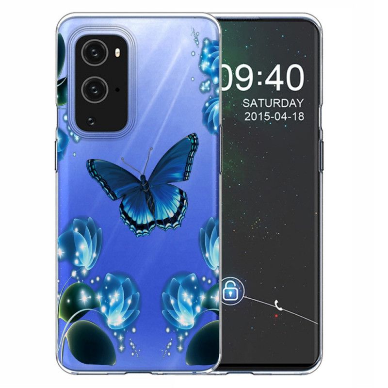 Skal OnePlus 9 Pro Mörkblå Lyxfjäril