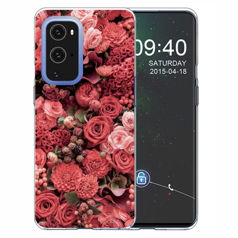 Skal OnePlus 9 Pro Röd Mobilskal Intensiva Blommor