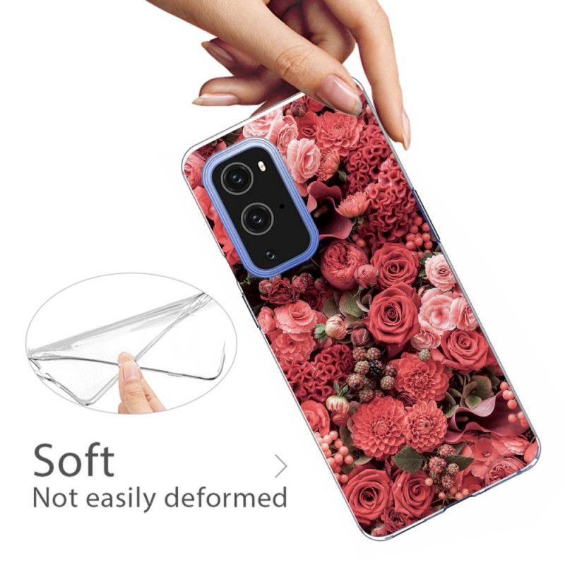 Skal OnePlus 9 Pro Röd Mobilskal Intensiva Blommor