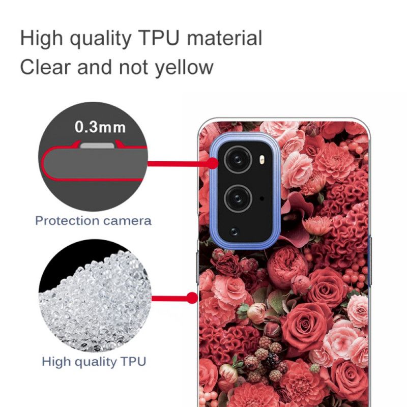 Skal OnePlus 9 Pro Röd Mobilskal Intensiva Blommor