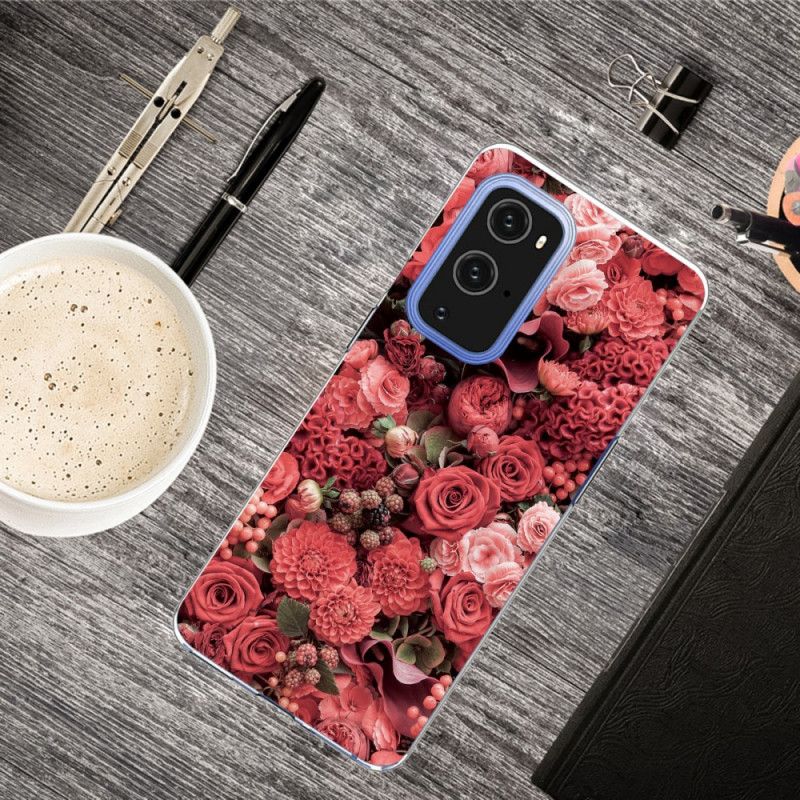 Skal OnePlus 9 Pro Röd Mobilskal Intensiva Blommor