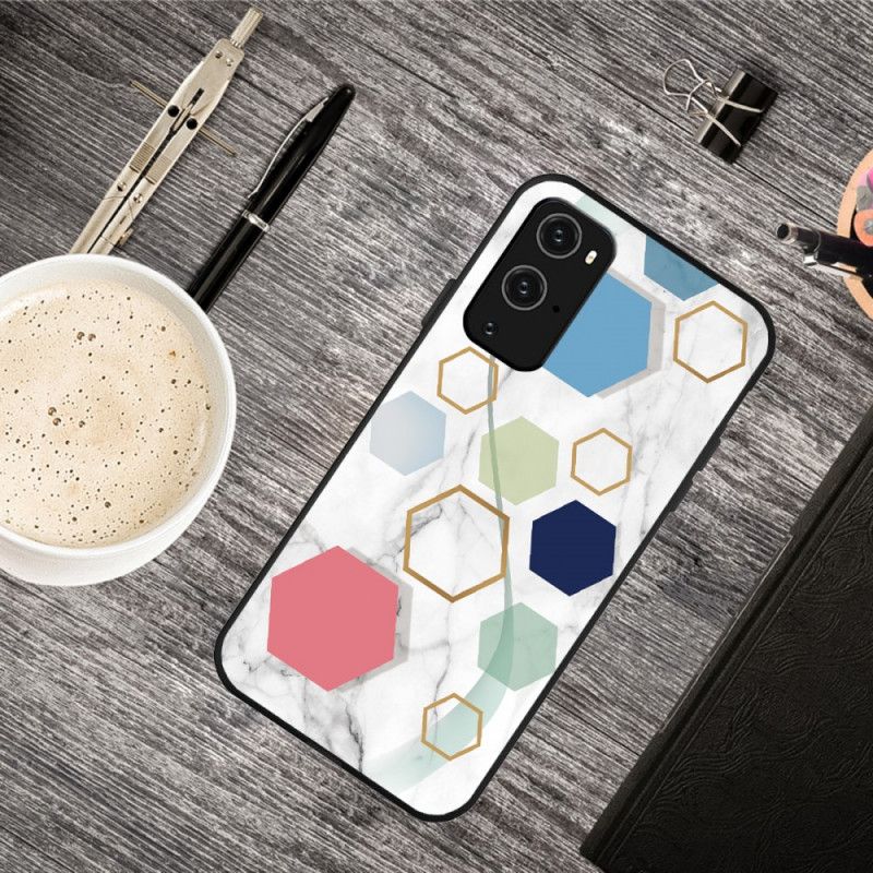 Skal OnePlus 9 Pro Svart Mobilskal Marmorfärgad Geometri