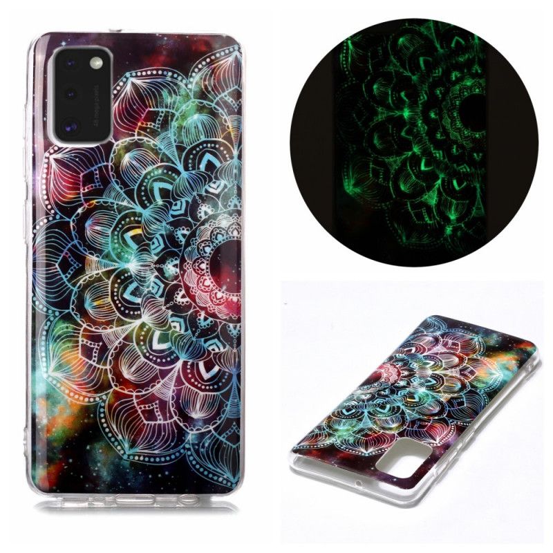 Skal för Samsung Galaxy A41 Svart Fluorescerande Blommaserie