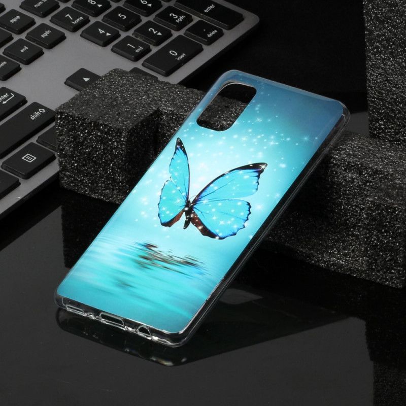 Skal Samsung Galaxy A41 Fluorescerande Blå Fjäril