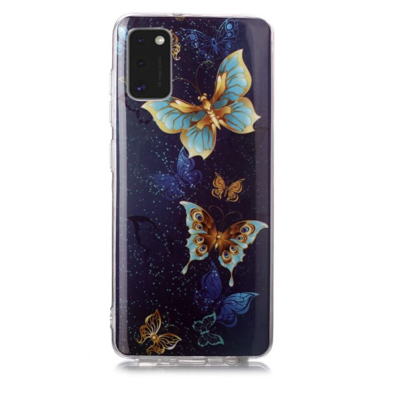 Skal Samsung Galaxy A41 Ljusblå Fluorescerande Fjärilserie