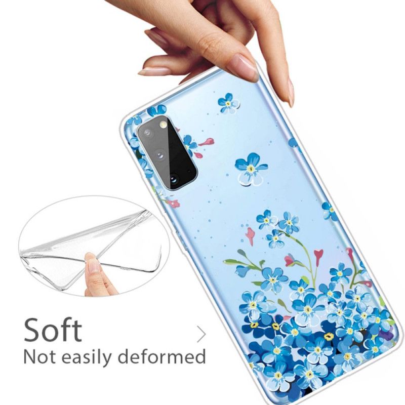 Skal Samsung Galaxy A41 Mobilskal Blå Blommor