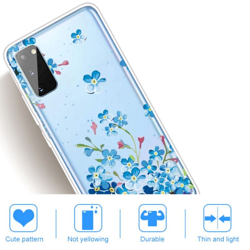 Skal Samsung Galaxy A41 Mobilskal Blå Blommor