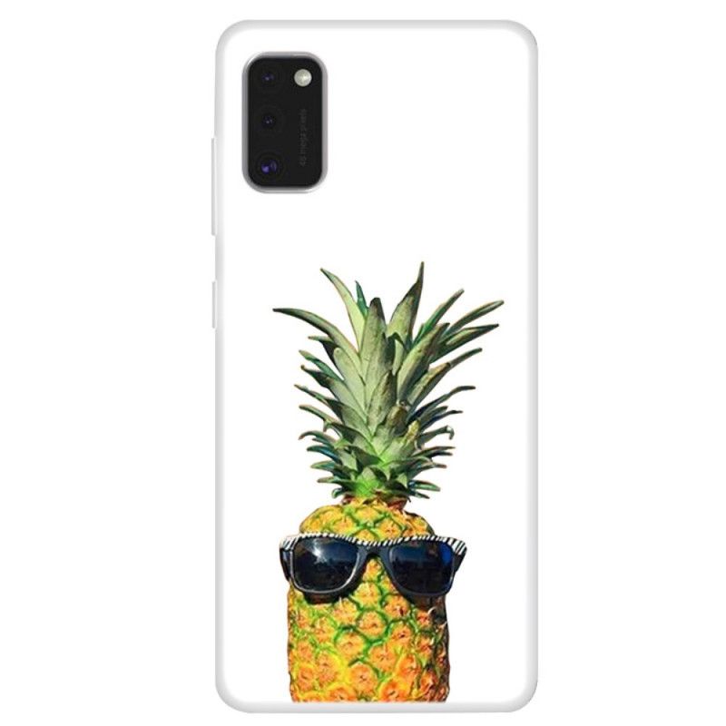 Skal Samsung Galaxy A41 Mobilskal Transparent Ananas Med Glasögon