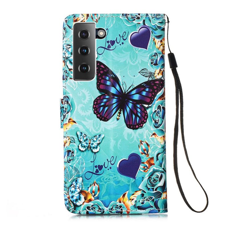 Fodral för Samsung Galaxy S21 5G Gyllene Fjärilar