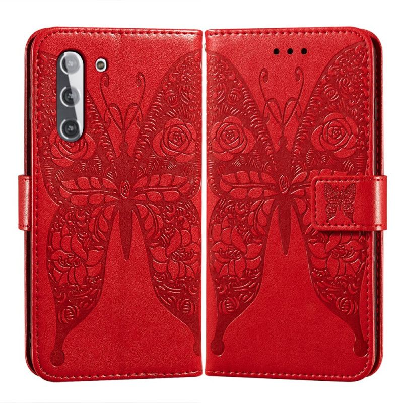 Fodral för Samsung Galaxy S21 5G Svart Fjärilsblommönster