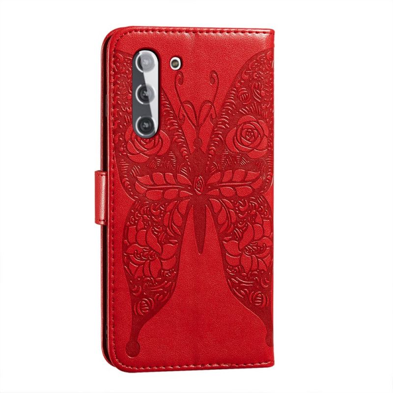 Fodral för Samsung Galaxy S21 5G Svart Fjärilsblommönster