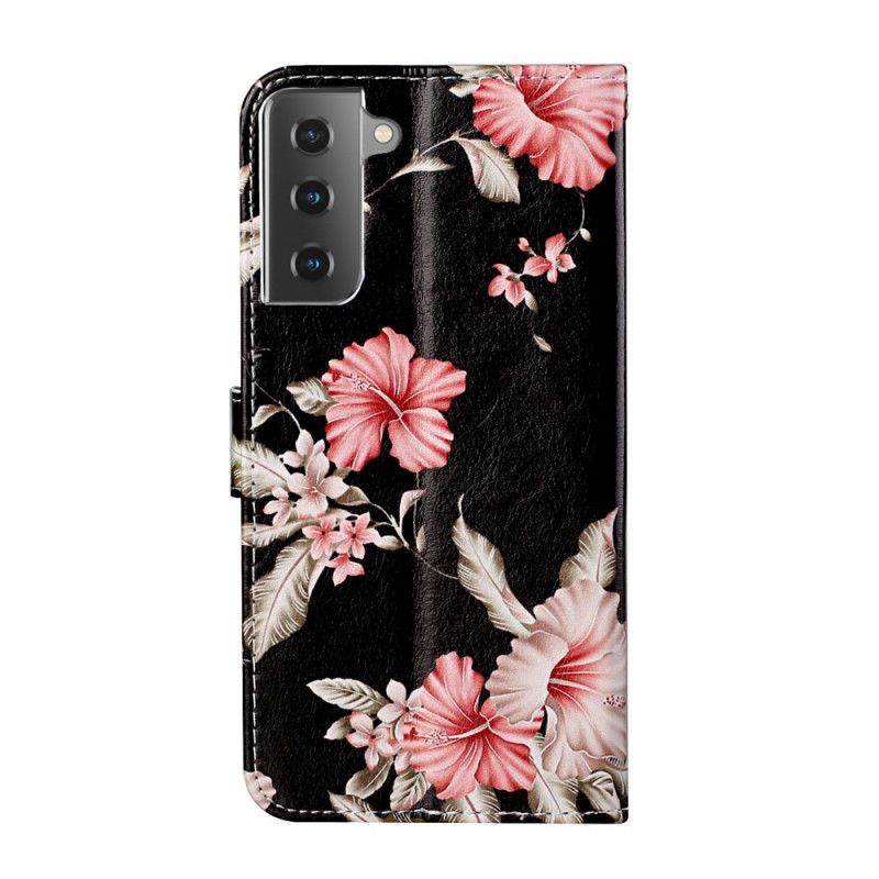 Fodral för Samsung Galaxy S21 5G Svart Vilda Blommor