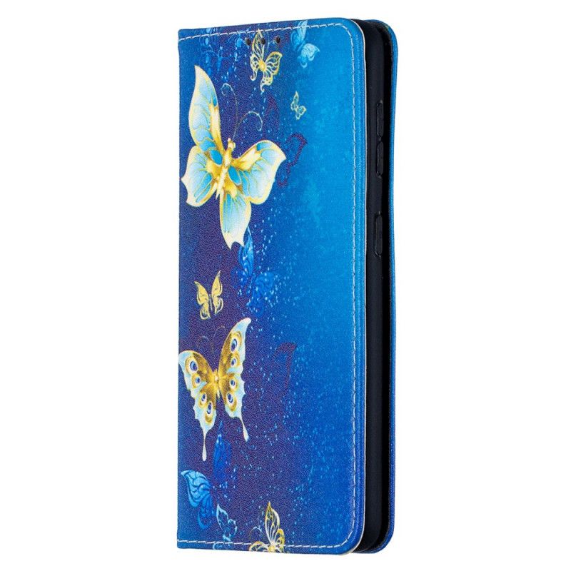 Folio-fodral Samsung Galaxy S21 5G Vit Färgglada Fjärilar