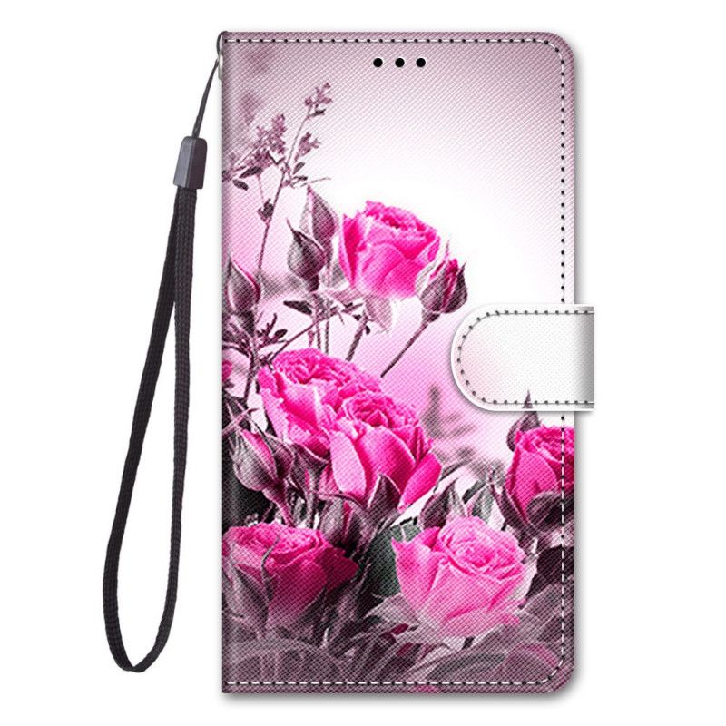 Läderskal Samsung Galaxy S21 5G Magenta Magiska Blommor