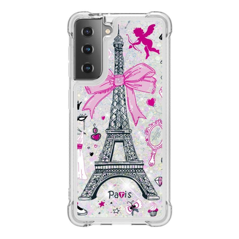 Skal för Samsung Galaxy S21 5G Glitter Från Eiffeltornet