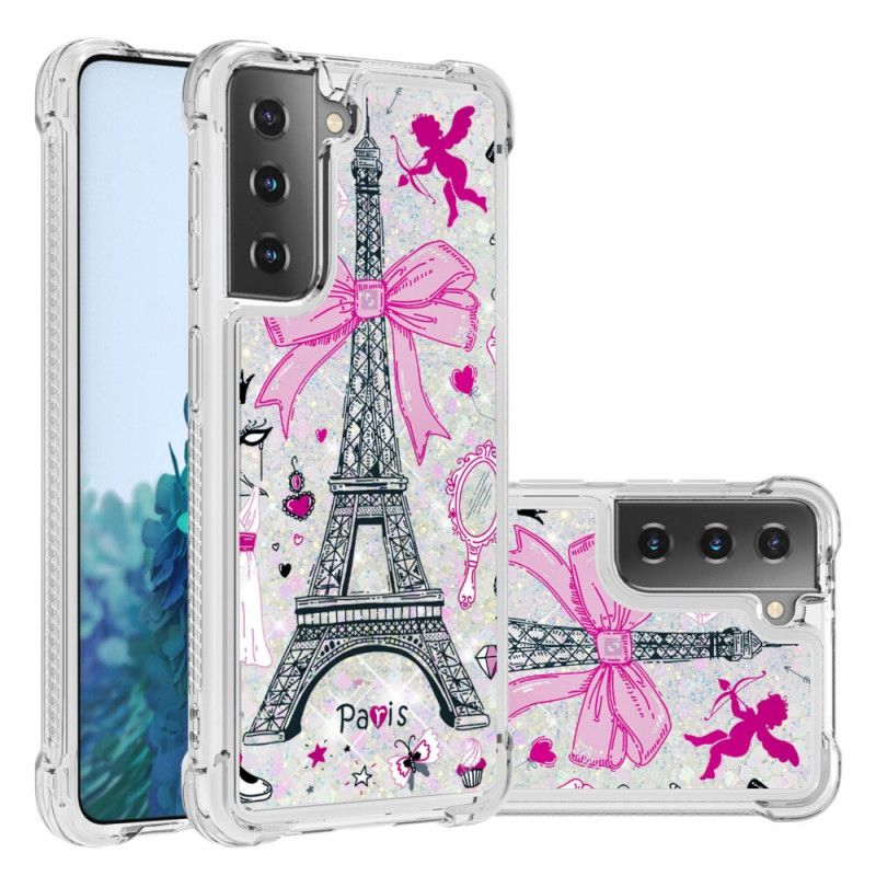 Skal för Samsung Galaxy S21 5G Glitter Från Eiffeltornet