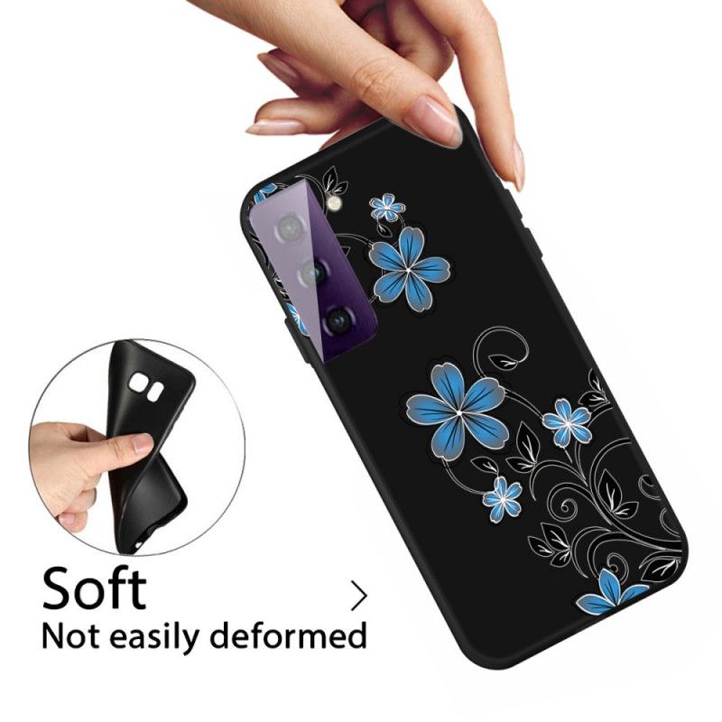 Skal för Samsung Galaxy S21 5G Mörkblå Blå Blommor