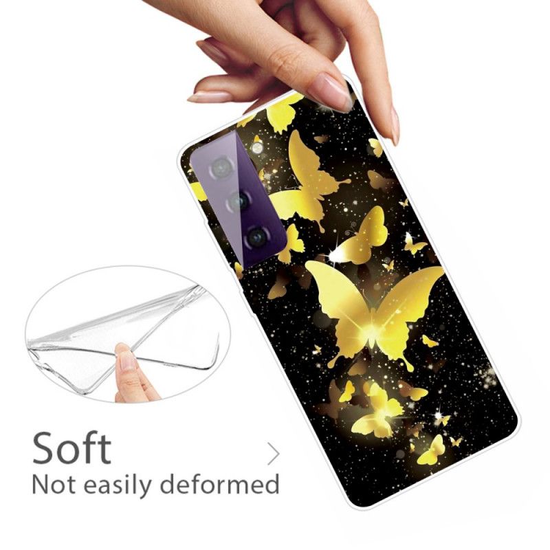 Skal för Samsung Galaxy S21 5G Rosa Vackra Fjärilar