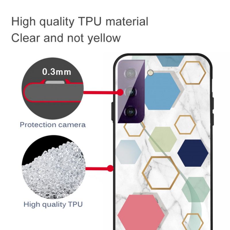 Skal för Samsung Galaxy S21 5G Svart Marmorfärgad Geometri