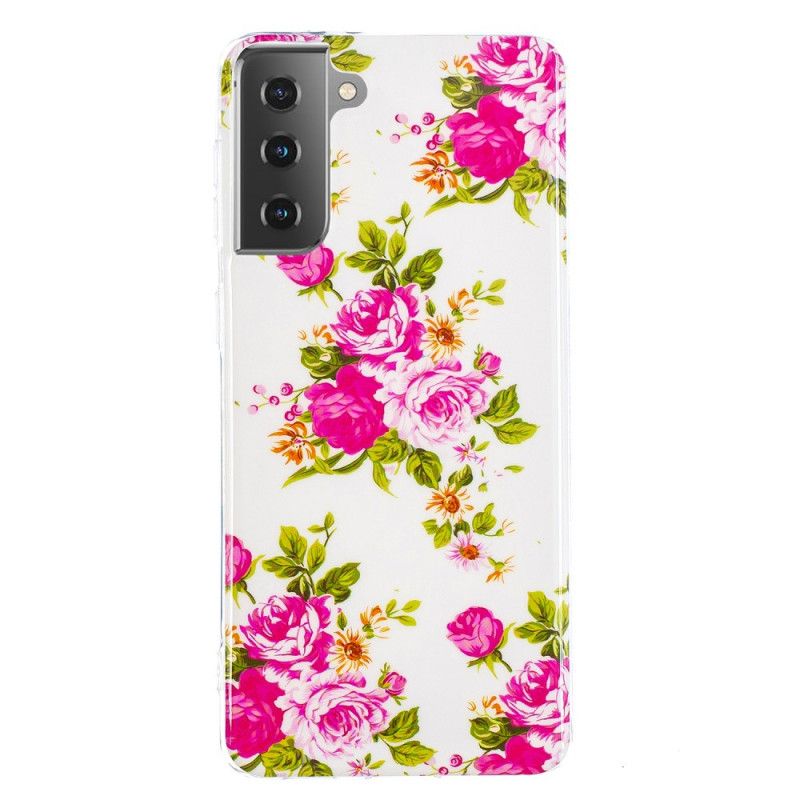 Skal Samsung Galaxy S21 5G Mobilskal Fluorescerande Frihetsblommor