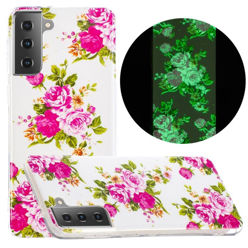 Skal Samsung Galaxy S21 5G Mobilskal Fluorescerande Frihetsblommor