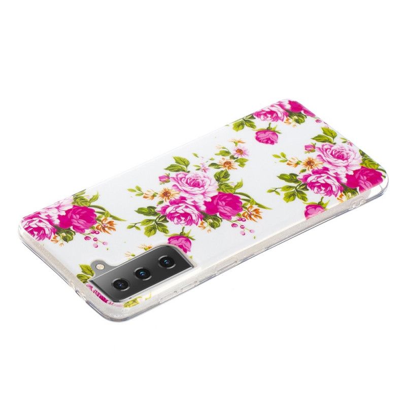 Skal Samsung Galaxy S21 5G Mobilskal Fluorescerande Frihetsblommor