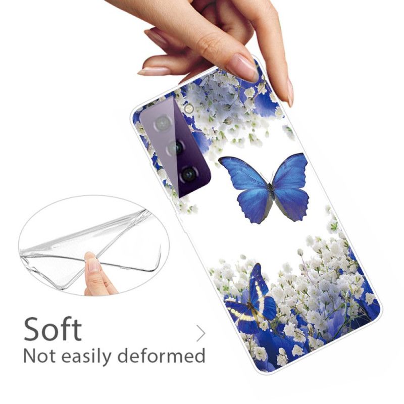 Skal Samsung Galaxy S21 5G Mörkblå Design Fjärilar