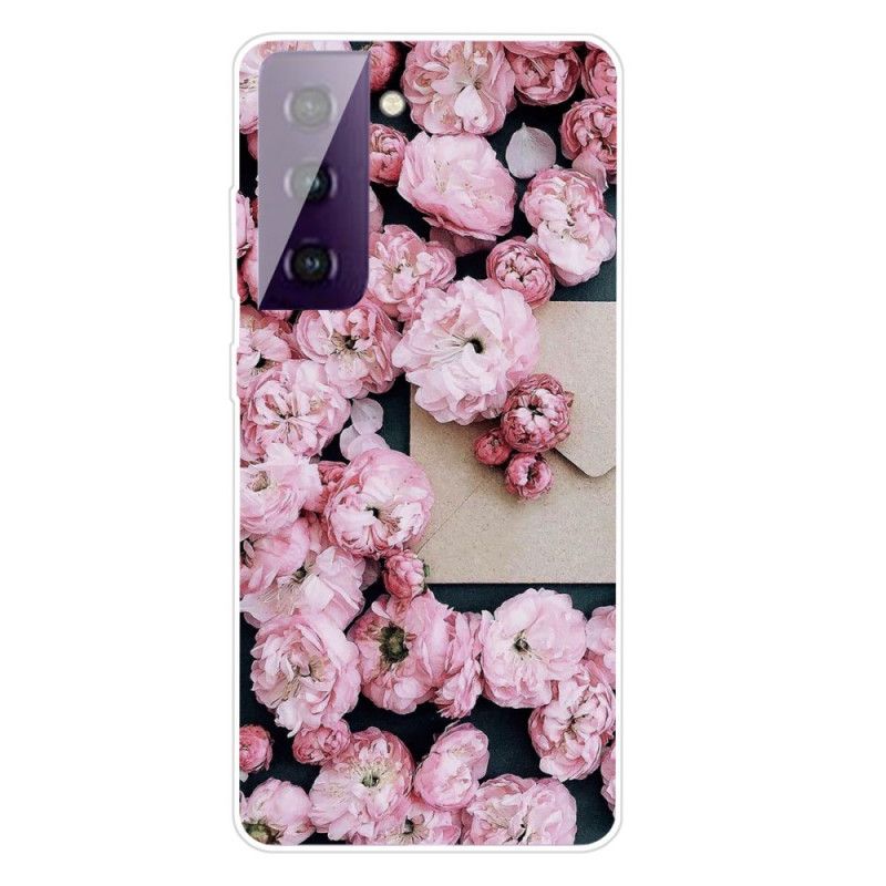 Skal Samsung Galaxy S21 5G Röd Intensiva Blommor