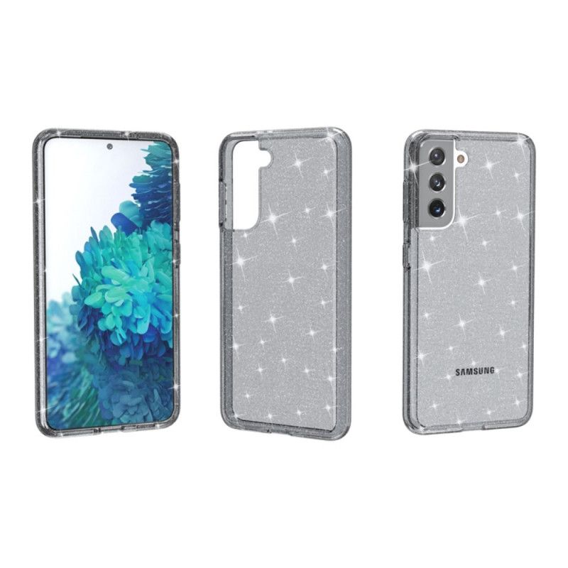 Skal Samsung Galaxy S21 5G Svart Mobilskal Transparent Glitter