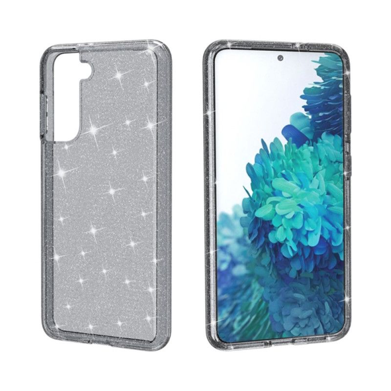 Skal Samsung Galaxy S21 5G Svart Mobilskal Transparent Glitter