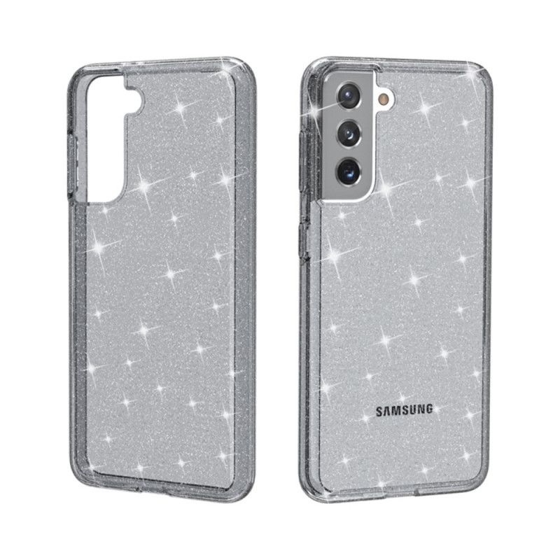 Skal Samsung Galaxy S21 5G Svart Mobilskal Transparent Glitter