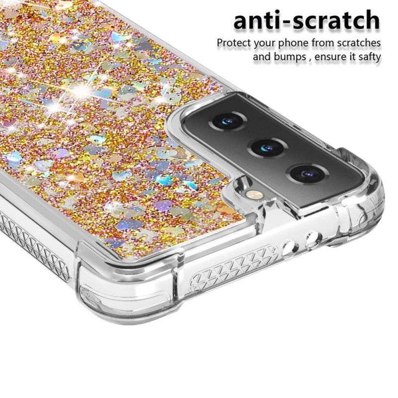 Skal Samsung Galaxy S21 5G Vit Lustglitter