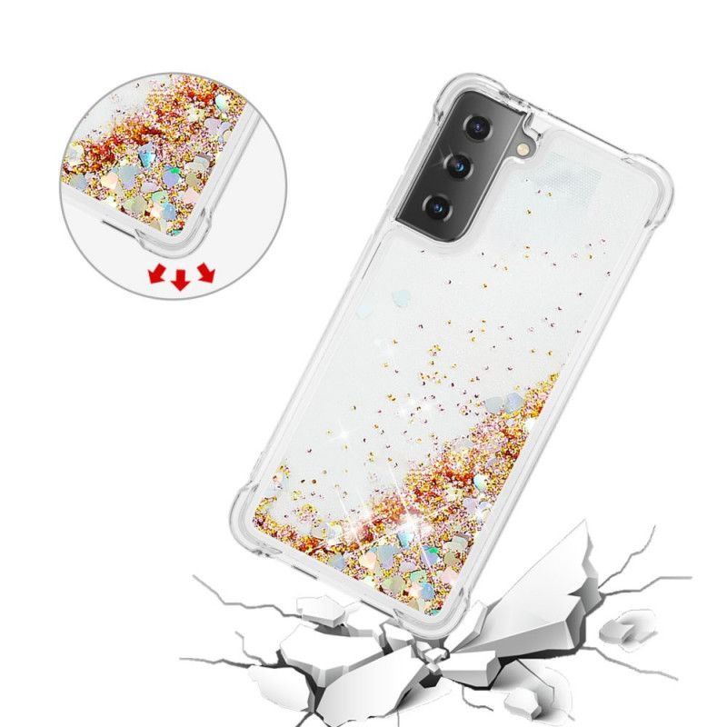 Skal Samsung Galaxy S21 5G Vit Lustglitter