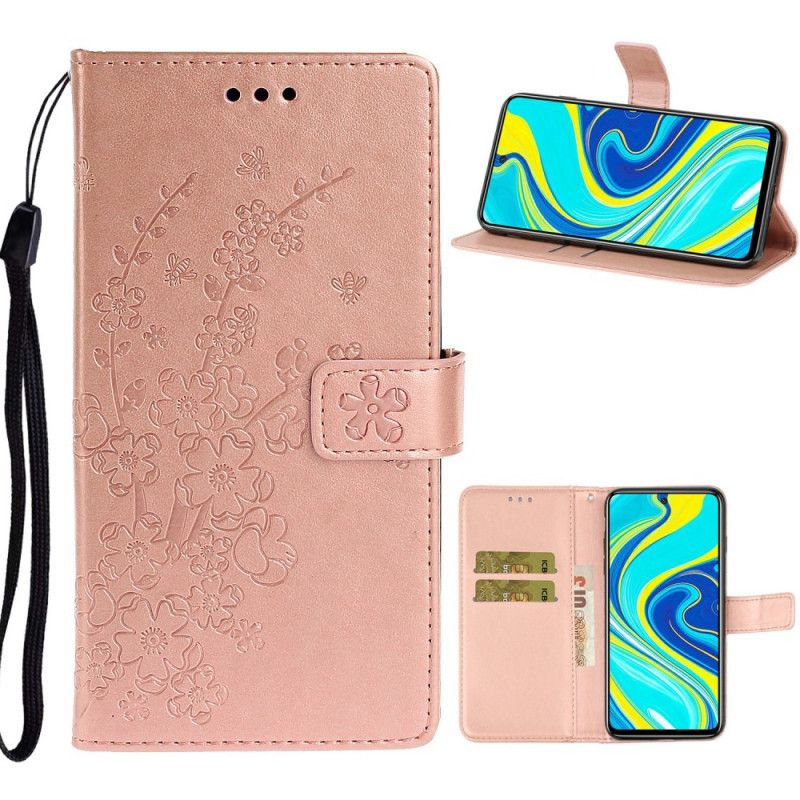 Fodral för Xiaomi Redmi Note 9S / Note 9 Pro Rose Gold Sommarblommor