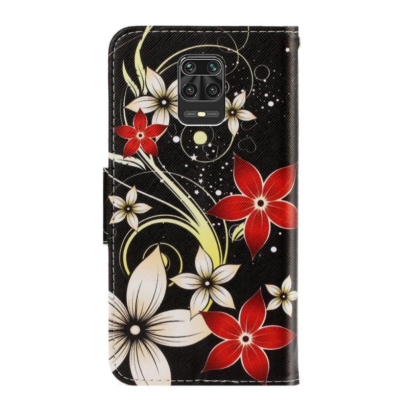 Fodral Xiaomi Redmi Note 9S / Note 9 Pro Färgglada Blommor Med Rem