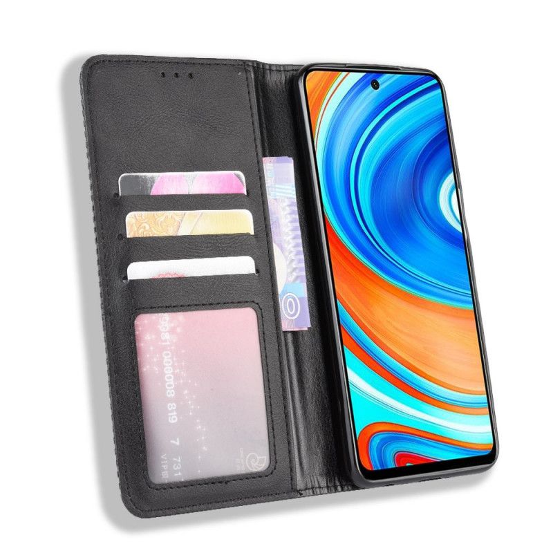 Folio-fodral Xiaomi Redmi Note 9S / Note 9 Pro Svart Stiliserad Vintage Lädereffekt