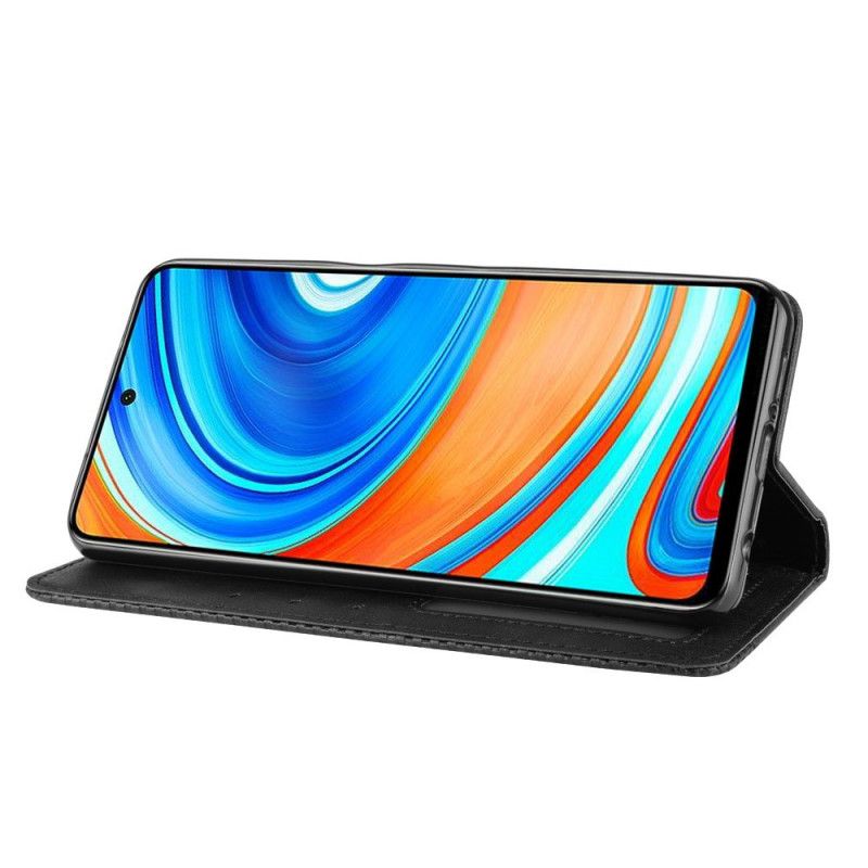 Folio-fodral Xiaomi Redmi Note 9S / Note 9 Pro Svart Stiliserad Vintage Lädereffekt