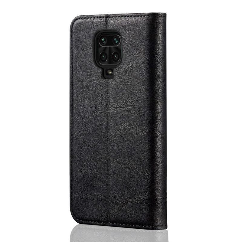 Folio-fodral Xiaomi Redmi Note 9S / Note 9 Pro Svart Sydd Lädereffekt