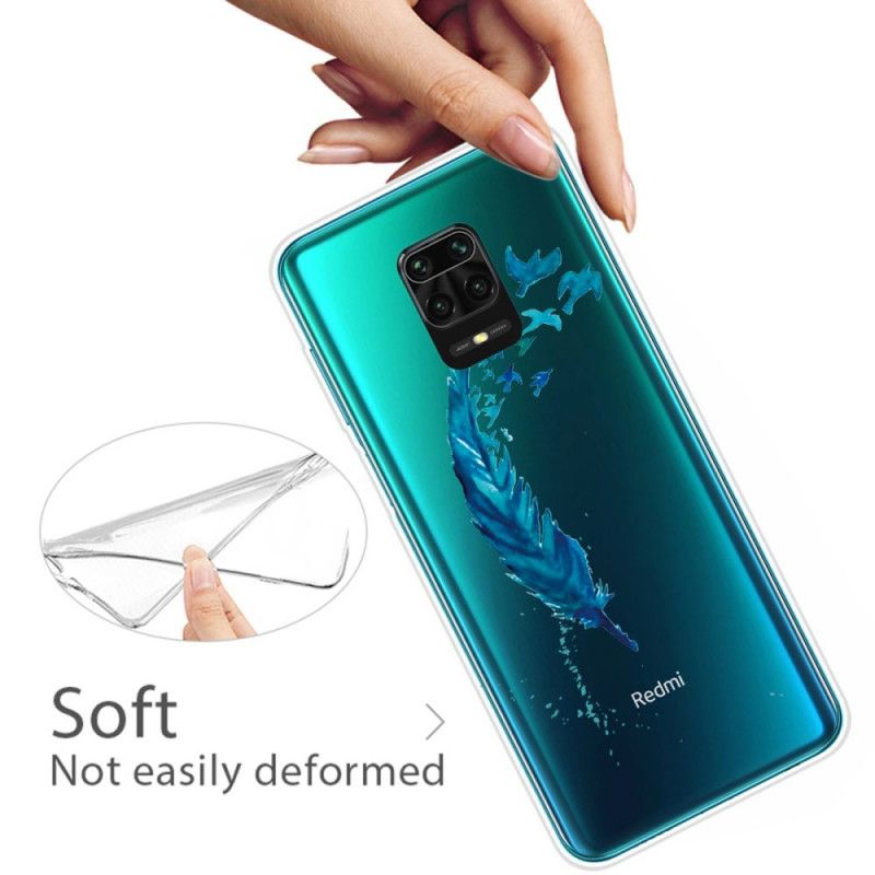 Skal för Xiaomi Redmi Note 9S / Note 9 Pro Vacker Blå Fjäder